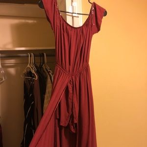 Off the should maxi romper